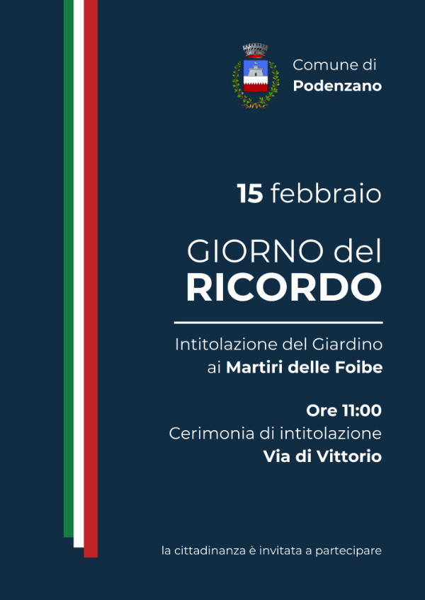 Locandina evento 15 febbraio - Giorno del Ricordo